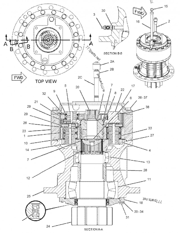Экскаватор Belparts разделяет 322/324/325/329 Assy уменьшения качания коробки передач 191-2693 качания