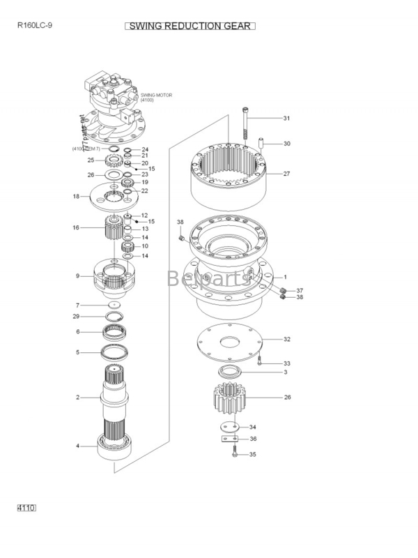 Небольшая коробка передач качания Assy 31Q6-10140 уменьшения качания экскаватора R160LC-9 R210LC-9 для Hyundai