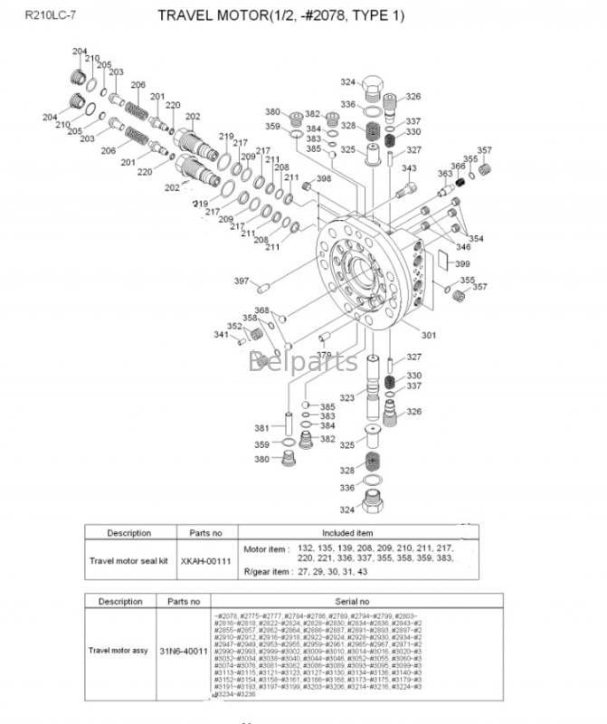 Конечная передача экскаватора Belparts к мотору перемещения Hyundai 210 Lc7 R210 Lc-7 R210lc-7 нося 31N6-40010