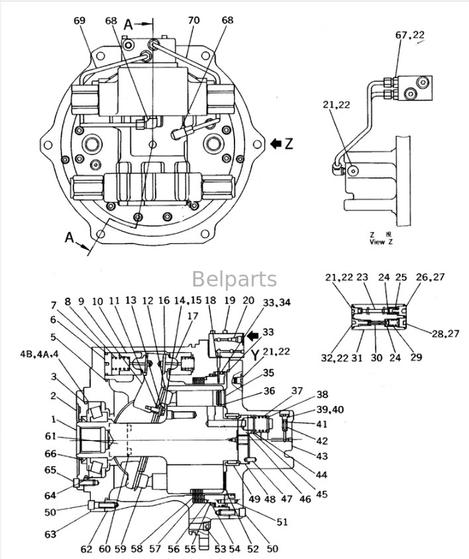 Экскаватор путевой двигатель Assy для Komatsu PC650-7 Финальный привод Assy 209-60-63502 209-60-63501
