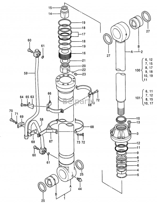 Экскаватор EX400-3 EX400LC-3 EX450H-3C EX400-5 EX400LC-5 EX450LC-5 Бум рукой ведра цилиндр Assy для Hitachi 4310241