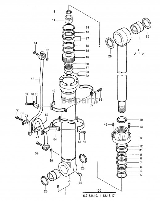 Экскаватор EX550 EX550-3 EX550LC EX550LC-3 EX550-5 EX550LC-5 Бум рукой ведра цилиндр Assy для Hitachi 4309332