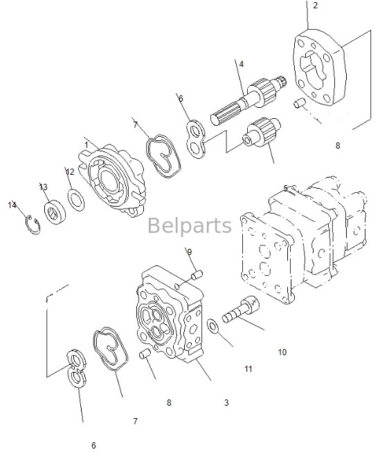 PC50MR-2 9086 Belparts Excavator Main Pump For Komatsu Hydraulic Pump 708-3S-00461 705-41-08090 Плюсы для экскаватора главный насос для гидравлического насоса Komatsu 708-3S-00461