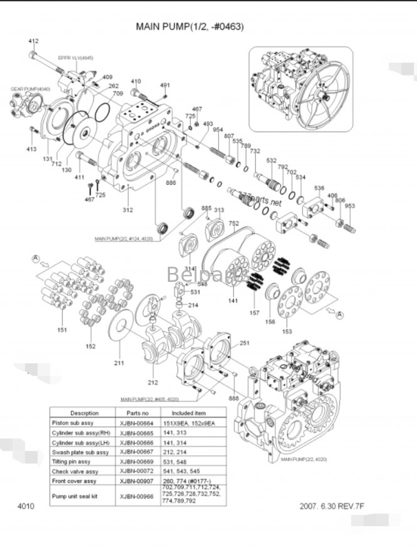 Belparts экскаватор главный насос R450LC-7 R500LC-7 гидравлический насос 31NB-10010 31NB-10020 31NB-10022 для Hyundai