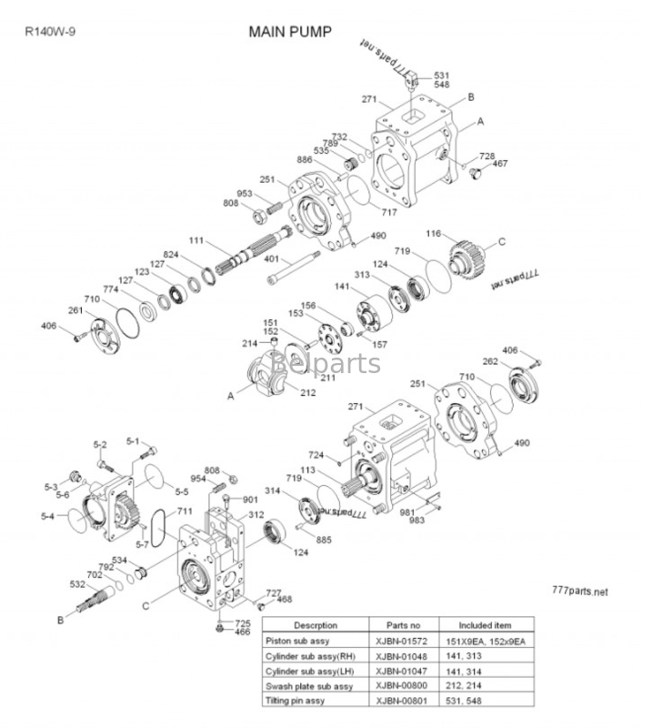 Части экскаватора Гидравлический главный насос 31Q4-15020 Для Hyundai R150W-9 R140W-9