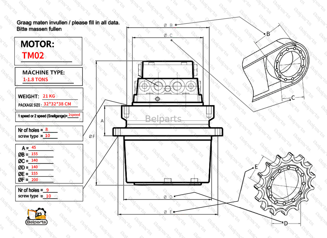 Части экскаватора Belparts Kubota KX61-3 CX27 IHI 20NX2 U20 U25 U25.3 U25.3 Финальный диск
