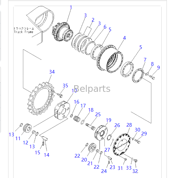 208-27-00311 208-27-00312 Конечная передача для KOMATSU PC400-7 PC400-8 PC450-7 PC450-8 LC Гусеничный двигатель с редуктором