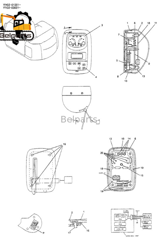 Монитор датчика SK135SR SK200SR SK235SR SK135 YY59S00003F1 Assy группы дисплея с плоским экраном частей экскаватора электрический